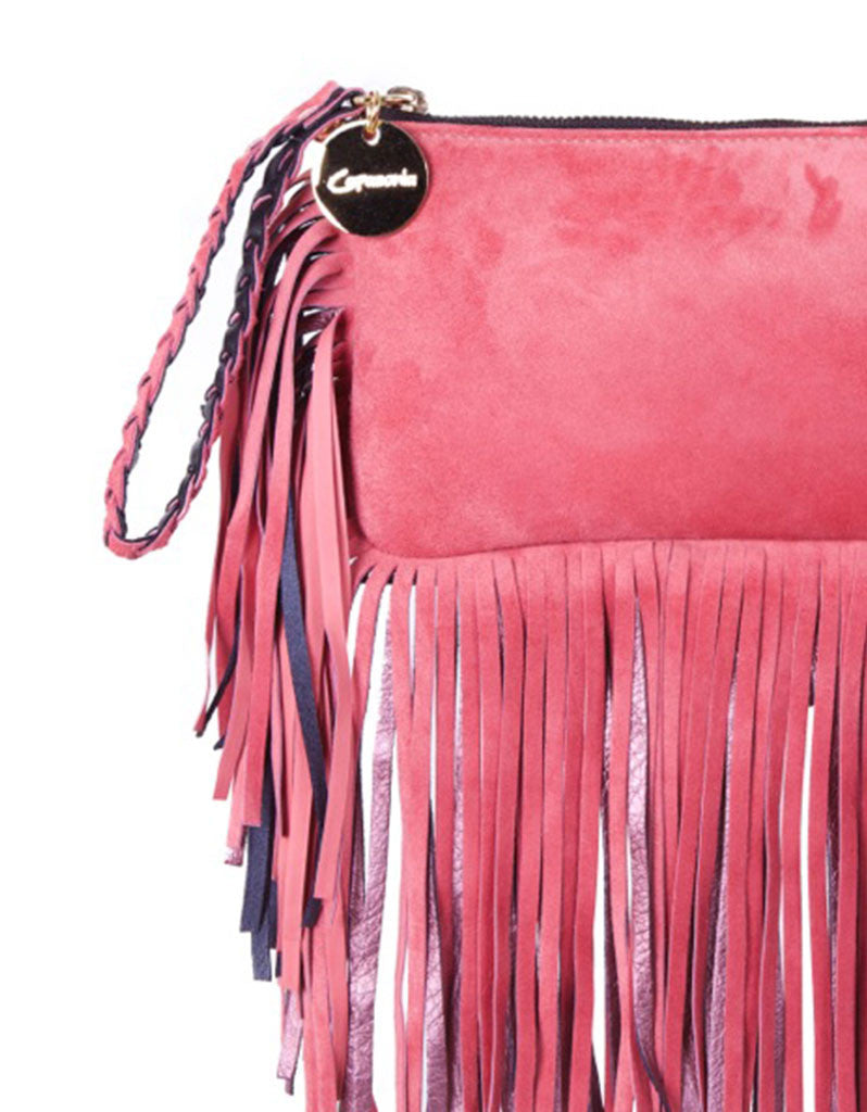 Capazonia Fidji Mini Fringe Clutch in Pink Suede - SWANK - Handbags - 2