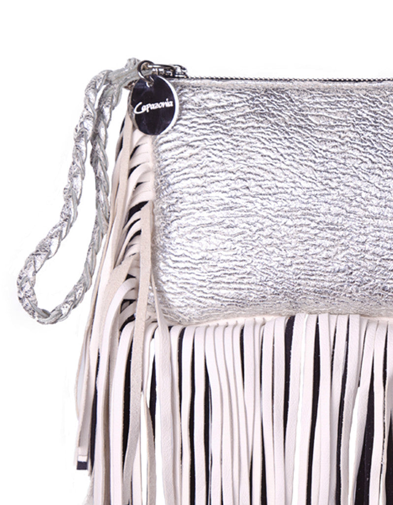 Capazonia Fidji Mini Fringe Clutch in Silver - SWANK - Handbags - 2