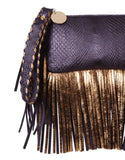 Capazonia Fidji Mini Fringe Clutch in Black Snakeskin - SWANK - Handbags - 2