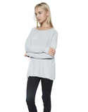 Michael Lauren Field Drop Shoulder Pullover w/Slit in Heather Grey Waffle - SWANK - Tops - 1
