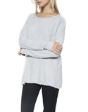 Michael Lauren Field Drop Shoulder Pullover w/Slit in Heather Grey Waffle - SWANK - Tops - 2