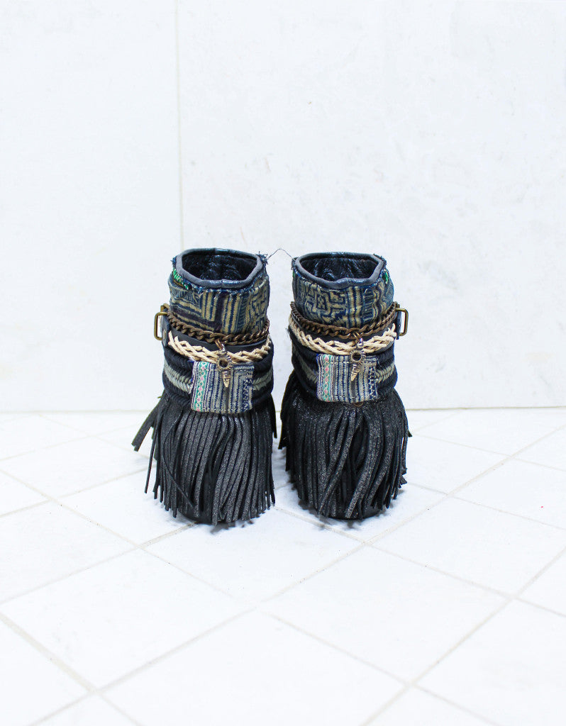 Custom Made Boho Boots in Black | SIZE 38 - SWANK - Shoes - 4