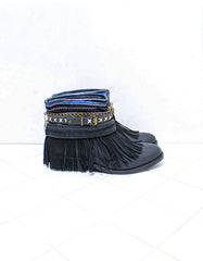 Custom Made Boho Boots in Black | SIZE 38