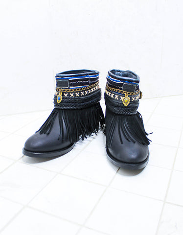 Custom Made Boho Boots in Black | SIZE 38