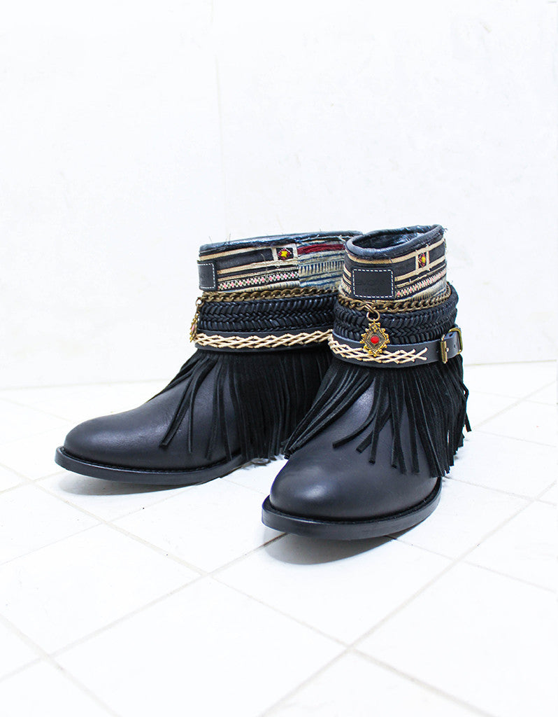 Custom Made Boho Boots in Black | SIZE 40 - SWANK - Shoes - 2