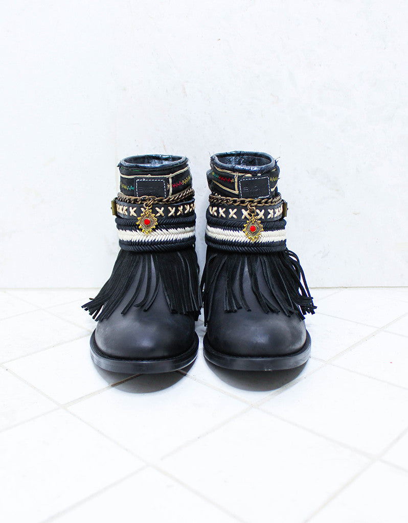 Custom Made Boho Boots in Black | SIZE 40 - SWANK - Shoes - 3