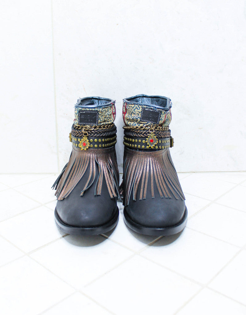 Custom Made Boho Boots in Black | SIZE 41 - SWANK - Shoes - 3