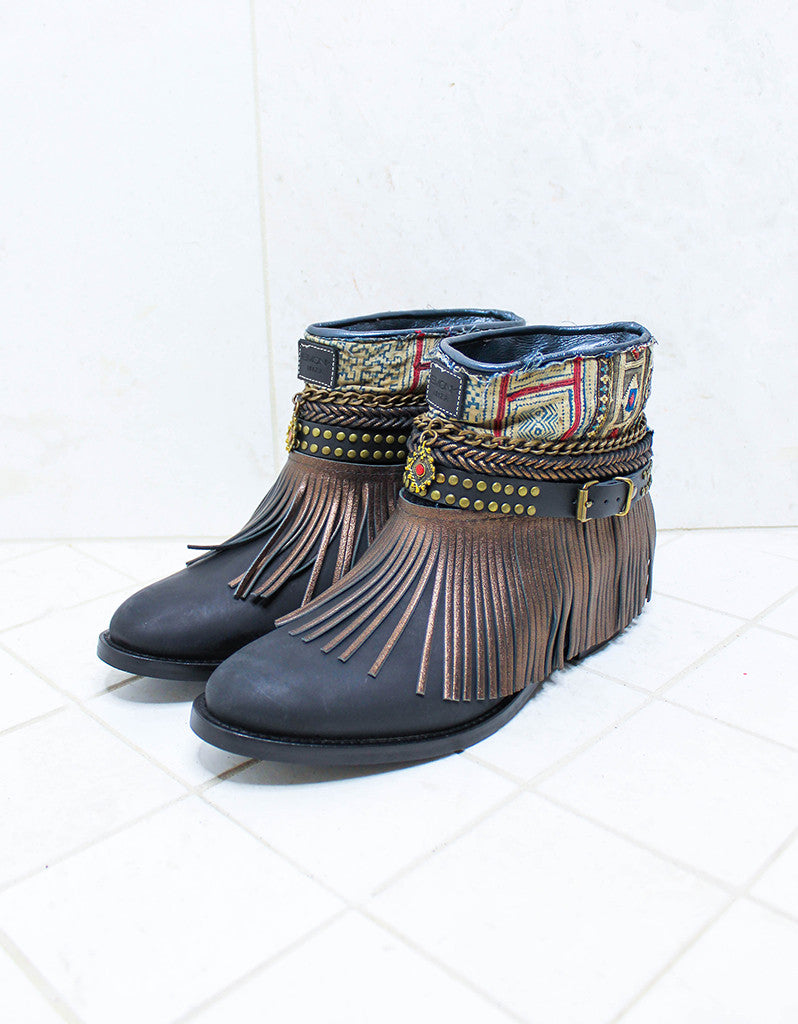 Custom Made Boho Boots in Black | SIZE 41 - SWANK - Shoes - 4