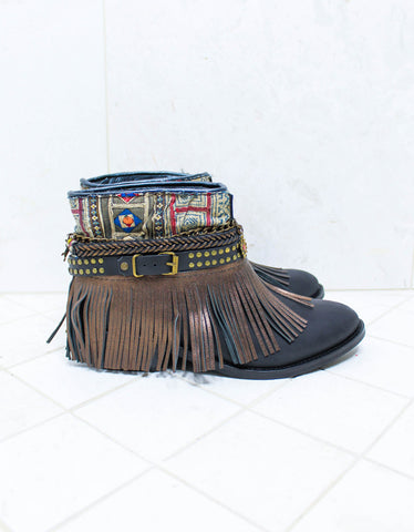 Custom Made High Heel Boho Boots in Black | SIZE 40