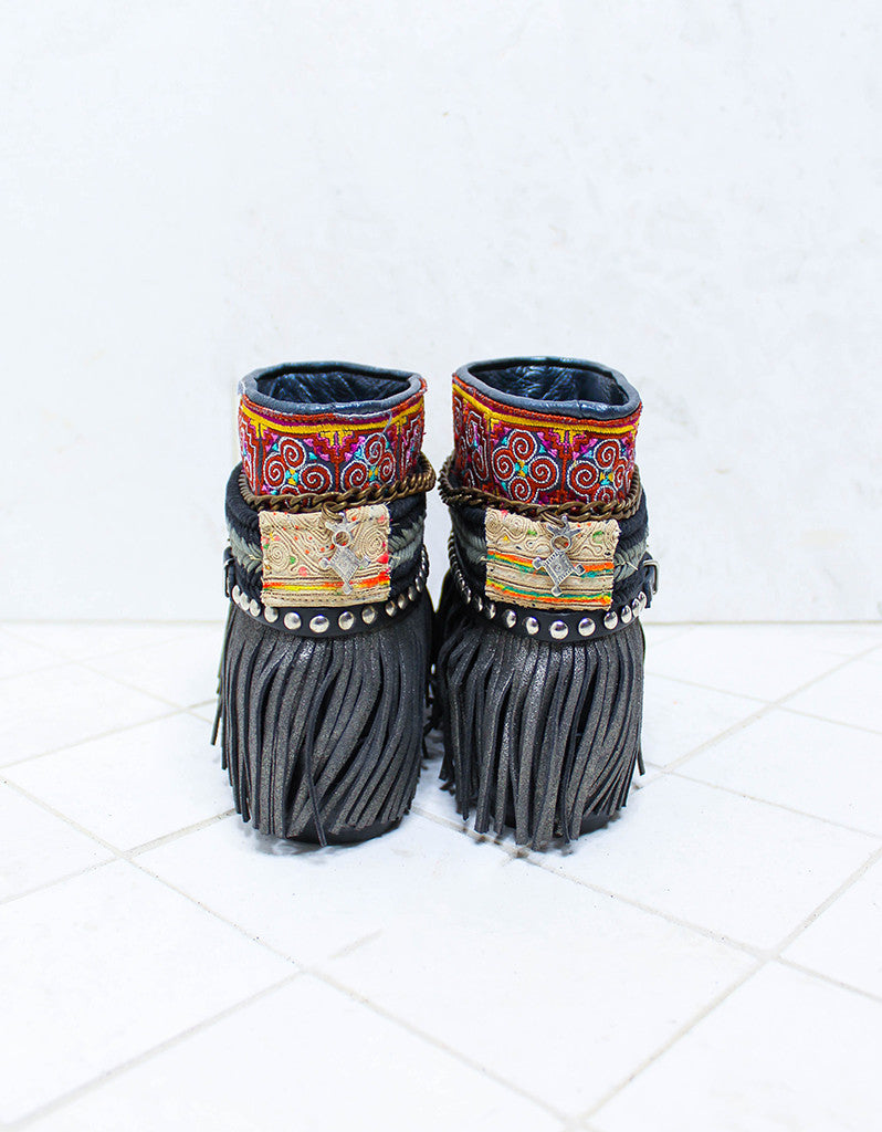 Custom Made Boho Boots in Black | SIZE 41 - SWANK - Shoes - 6