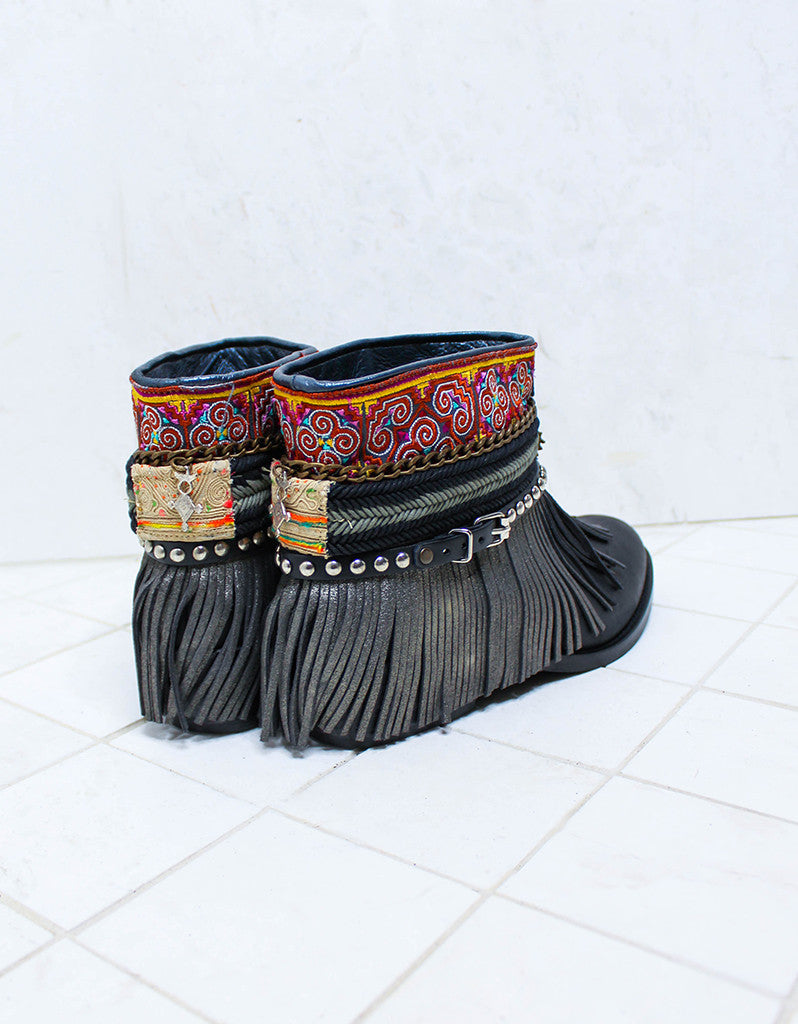 Custom Made Boho Boots in Black | SIZE 41 - SWANK - Shoes - 7