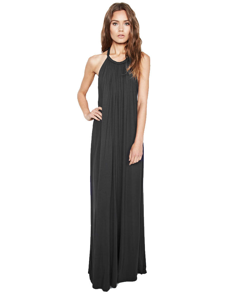 Michael Lauren French Boho Halter Maxi Dress in Black - SWANK - Dresses - 1