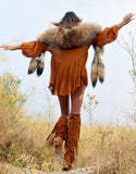 Fur Collar with Tails in Tan - SWANK - Outerwear - 2