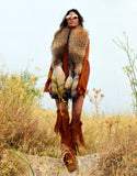 Fur Collar with Tails in Tan - SWANK - Outerwear - 1
