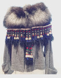 Fur Collar w/Tassels in Silver Fox - SWANK - Outerwear - 3