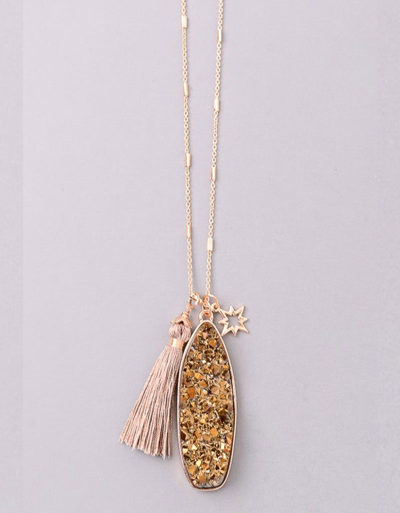 Vintage Snoot Starfire Druzy Necklace in Gold