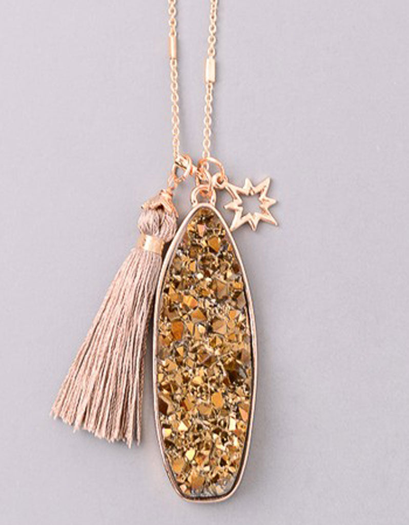 Vintage Snoot Starfire Druzy Necklace in Gold