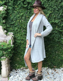 Socialite Oversized Two-Pocket Hooded Cardigan in Heather Grey