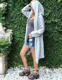 Socialite Oversized Two-Pocket Hooded Cardigan in Heather Grey