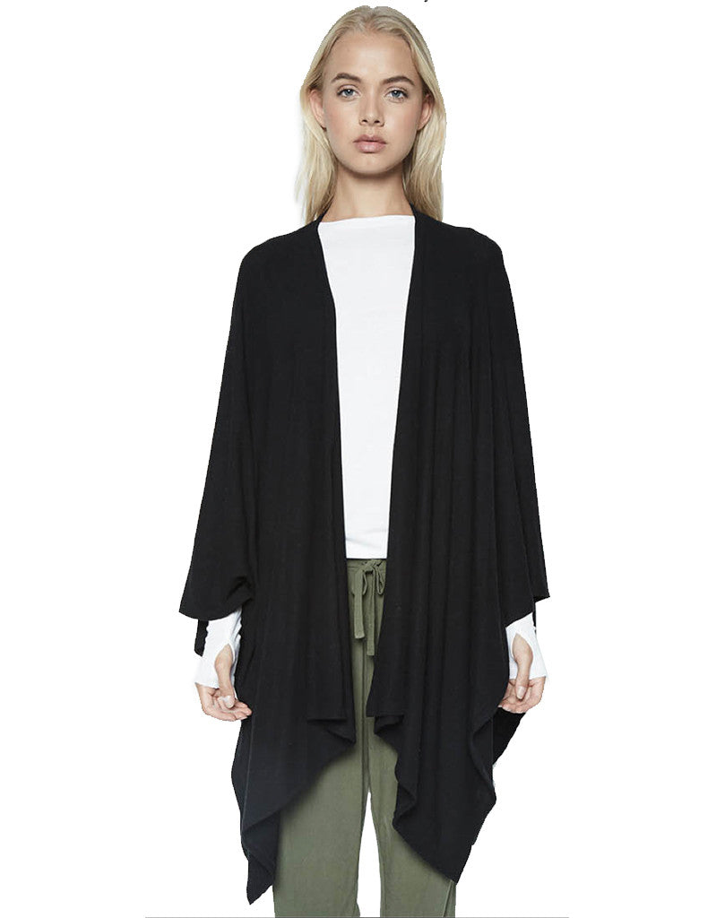 Michael Lauren Giuseppe Blanket Wrap in Jet Black - SWANK - Tops - 1