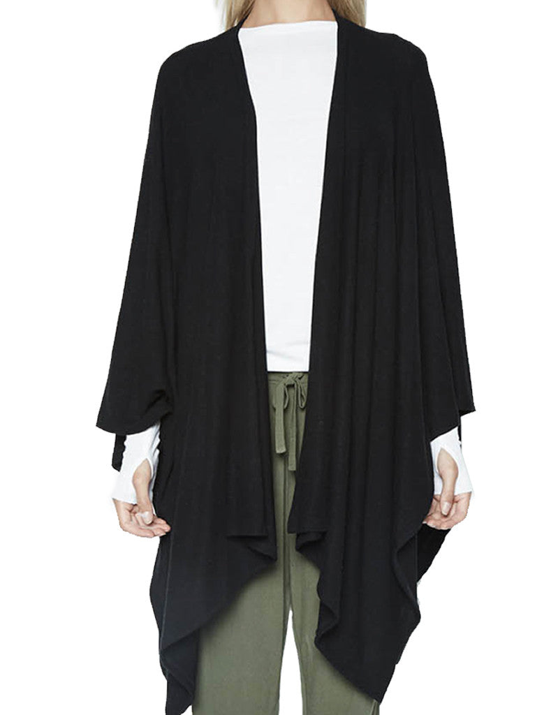 Michael Lauren Giuseppe Blanket Wrap in Jet Black - SWANK - Tops - 2