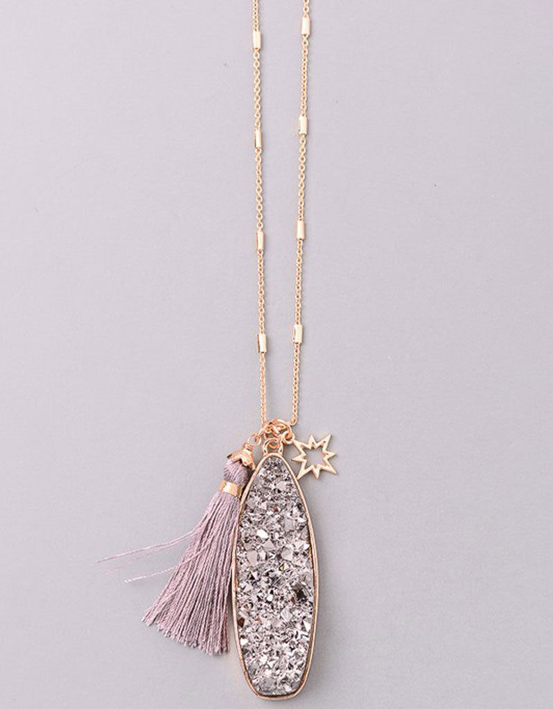 Vintage Snoot Starfire Druzy Necklace in Gunmetal