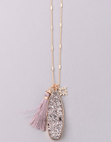 Vintage Snoot Starfire Druzy Necklace in Gunmetal