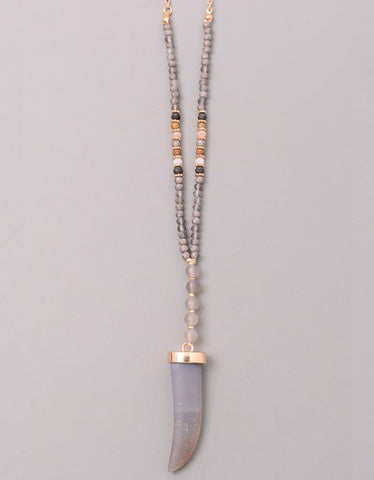 Paltrow Pave Beaded Fringe Tassel Necklace in Brown