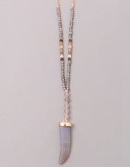 Gwyneth Beaded Horn Necklace in Grey