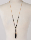 Gwyneth Beaded Horn Necklace in Grey