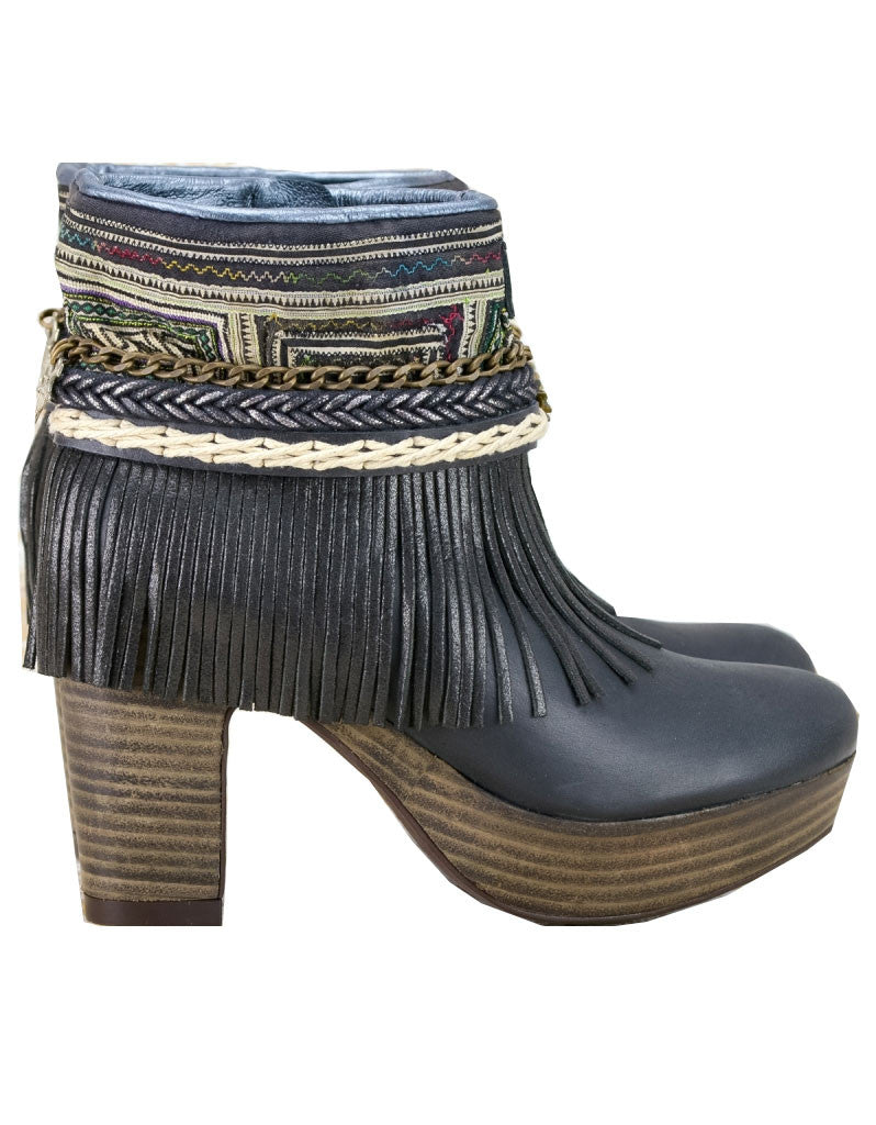 Boho Custom Made High Heel Boots - Black - SWANK - Shoes - 1