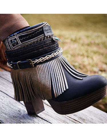 Boho Sneakers with Fringe - Bronze