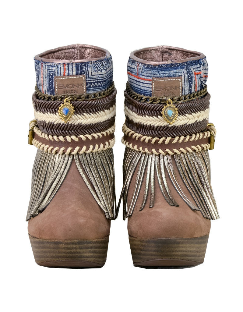 Boho Custom Made High Heel Boots - Brown - SWANK - Shoes - 3