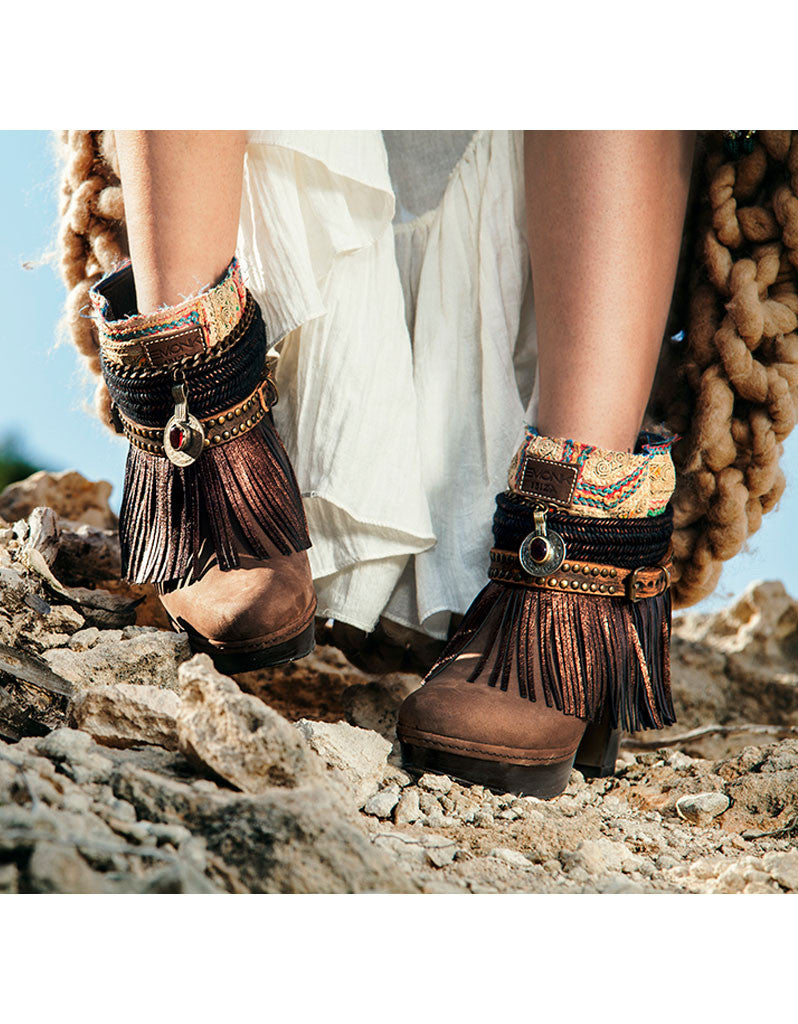 Boho Custom Made High Heel Boots - Brown - SWANK - Shoes - 6