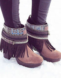 Boho Custom Made High Heel Boots - Brown - SWANK - Shoes - 9
