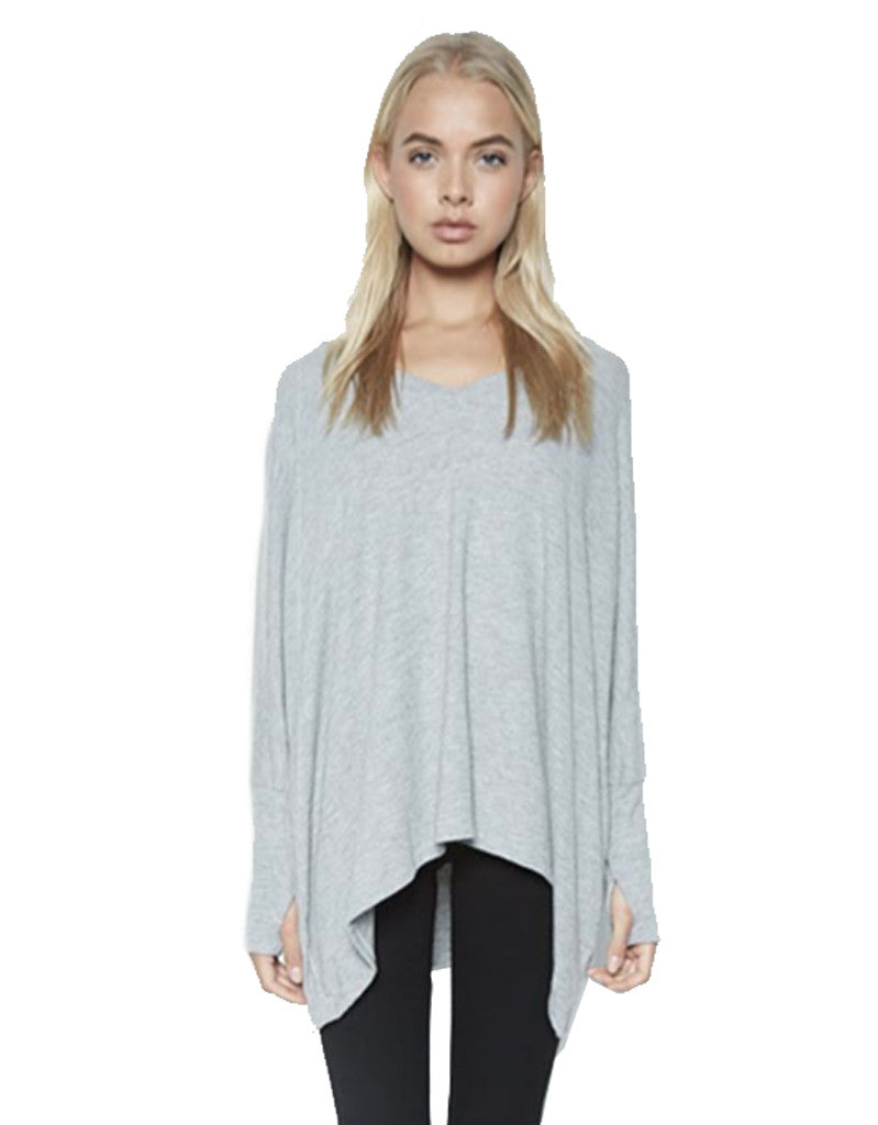 Michael Lauren Harman Oversized Pullover w/Thumbholes in Heather Grey - SWANK - Tops - 2