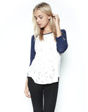 Michael Lauren Harvey Boyfriend Raglan in Scour/Blue Magic - SWANK - Tops - 1