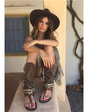 Boho High Boot Sandals - Brown - SWANK - Shoes - 1
