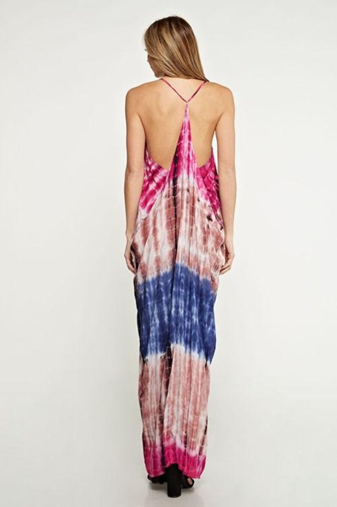 Pure Magic Tie-Dye Maxi Dress in Blue/Pink