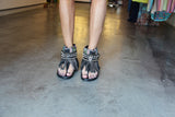 BOHO SANDALS- "Custom made black fringe sandals" - SWANK - Shoes - 7