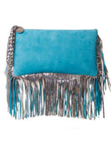 Capazonia Istambul Fringe Clutch in Blue Suede - SWANK - Handbags - 1