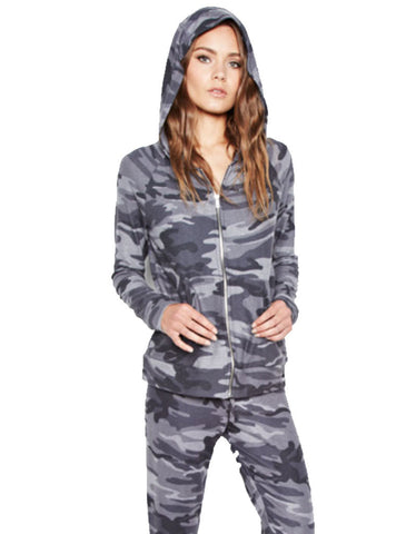 Michael Lauren Junior Fitted Zip Up Hoodie in Asphalt Camo