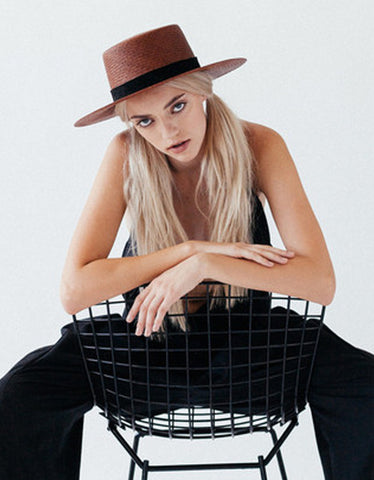 Janessa Leone Majori Leather Brim Hat