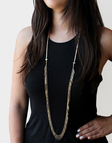 Jenny Bird Palm Rope Necklace in Gold/Grey