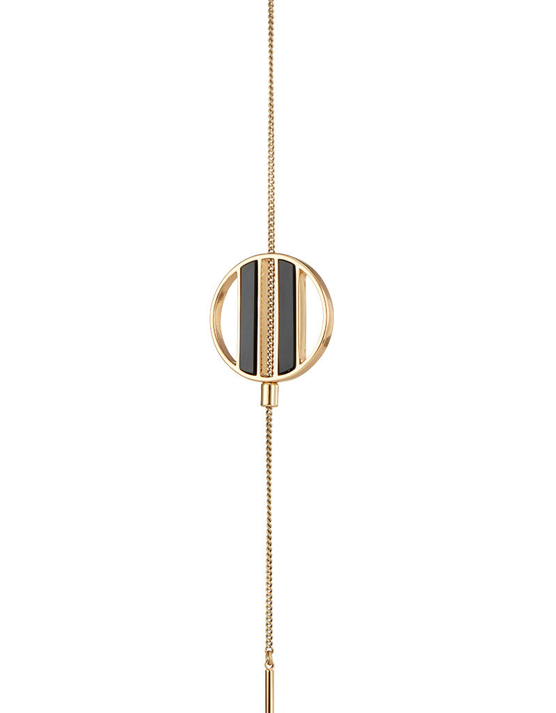 Jenny Bird Rhine Lariat Necklace in Gold/Black Resin