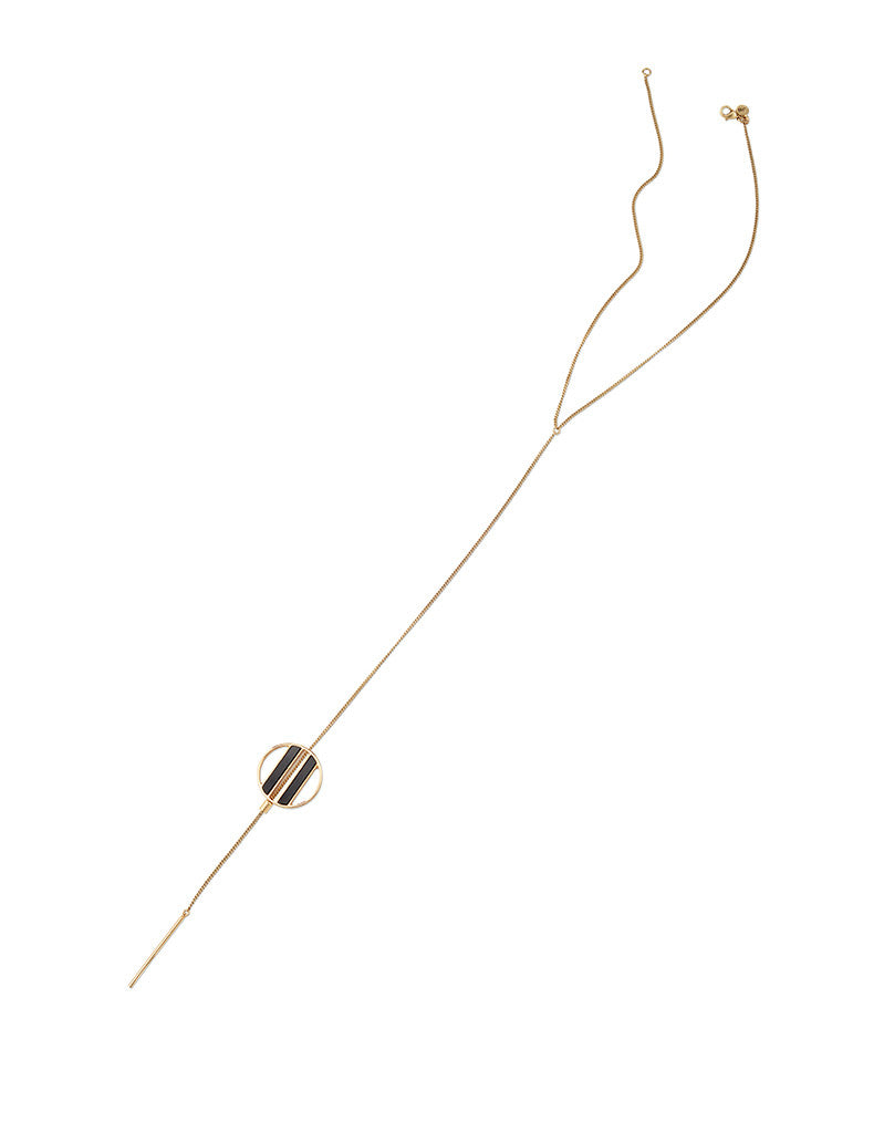 Jenny Bird Rhine Lariat Necklace in Gold/Black Resin