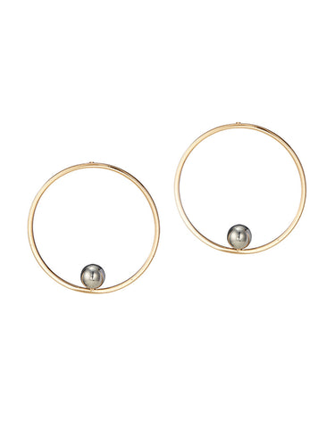 Vintage Snoot Circle Drop Earrings in Silver