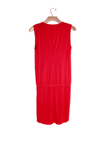 Michael Lauren Joop V-Neck Mini Dress in Coral Red
