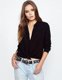 Michael Lauren Keller Button-Up Shirt in Black