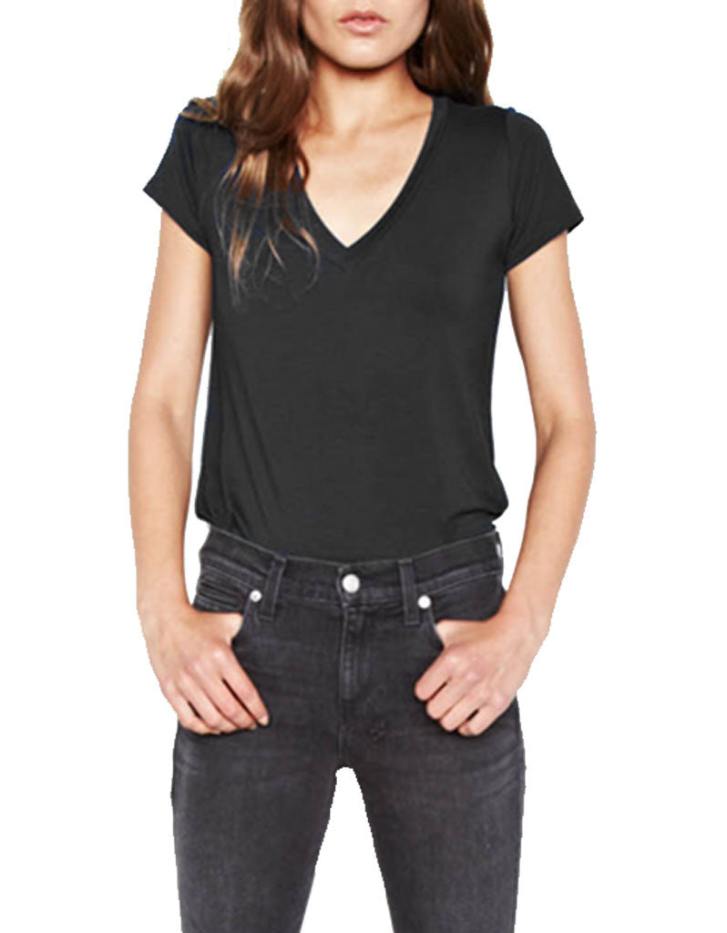 Michael Lauren Kendrick Fitted V-Neck Tee - SWANK - Tops - 2